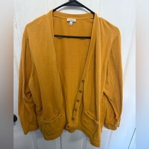 Plus Size Women's Mustard Cardigan Sweater 100% Cotton